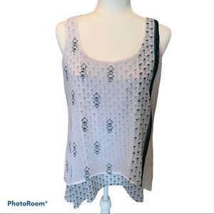WHITE HOUSE BLACK MARKET Blue & White Sleeveless Layered Top Size Small *NEW*